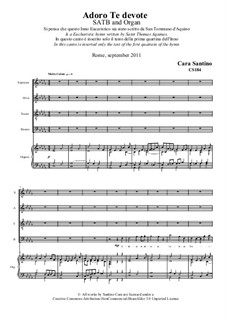 Adoro Te devote. SATB and organ: Adoro Te devote. SATB and organ by Santino Cara