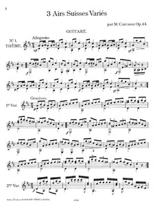 Drei Schweizer Arien mit Variationen, Op.44: Drei Schweizer Arien mit Variationen by Matteo Carcassi