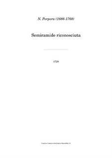Semiramide riconosciuta: Vollpartitur by Nicola Porpora
