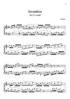 Nr.13 in a-moll, BWV 784: Für Keyboard (Noten von hohem Qualität) by Johann Sebastian Bach