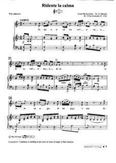 Ridente la calma, K.152/K.210a: Klavierauszug mit Singstimmen by Wolfgang Amadeus Mozart, Josef Mysliveček