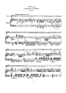 Konzert für Violine und Orchester in D-Dur, TH 59 Op.35: Version für Violine und Klavier, Solo Stimme by Pjotr Tschaikowski