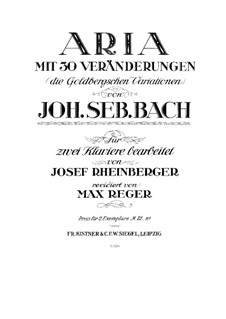 Goldberg-Variationen, BWV 988: Bearbeitung für zwei Klaviere, vierhändig by Johann Sebastian Bach