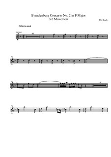 Brandenburgisches Konzert Nr.2 in F-Dur, BWV 1047: Teil III – Violine Ripieno I Stimme by Johann Sebastian Bach