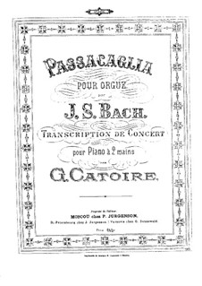 Passacaglia pour orgue par J.S. Bach: Passacaglia pour orgue par J.S. Bach by Georgy Catoire