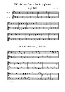 Eight Chrismas Duos or Trios: Duos for two saxophones by Felix Mendelssohn-Bartholdy, Franz Xaver Gruber, Lewis Henry Redner, James Lord Pierpont, Unknown (works before 1850)