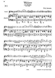 Walzer: Für Violine und Klavier by Johann Baptist Cramer