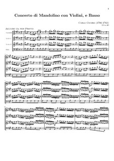 Konzert für Mandoline, zwei Violinen und Basso Continuo: Vollpartitur by Carlo Cecere