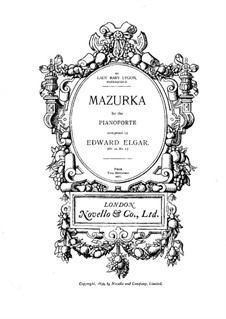 Drei Charakterstücke, Op.10: Nr.1 Mazurka, für Klavier by Edward Elgar