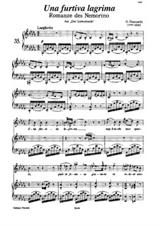 Der Liebestrank: Akt II, Romanze Nemorino 'Una furtiva lagrima' by Gaetano Donizetti