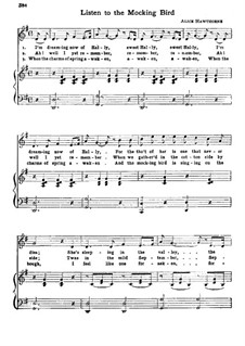 Listen to the Mocking Bird: Klavierauszug mit Singstimmen (G-Dur) by Septimus Winner