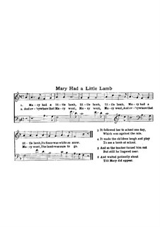 Mary Had a Little Lamb: Mary Had a Little Lamb by Unknown (works before 1850)