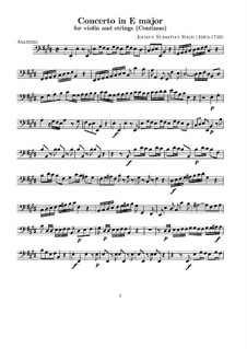 Konzert für Violine, Streicher und Basso Continuo Nr.2 in E-Dur, BWV 1042: Basso Continuo Stimme by Johann Sebastian Bach