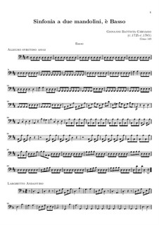 Sonate für zwei Mandolinen und Basso Continuo in D-Dur: Basso Continuo Stimme by Giovanni Battista Gervasio