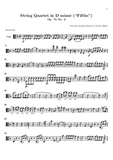 Streichquartett Nr.61 in d-Moll 'Quinten', Hob.III/76 Op.76 No.2: Bratschenstimme by Joseph Haydn