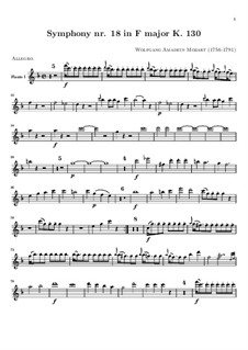 Sinfonie Nr.18 in F-Dur, K.130: Flötenstimme I by Wolfgang Amadeus Mozart