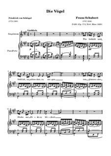 Die Vögel, D.691: Klavierauszug mit Singstimmen by Franz Schubert