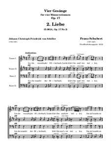 Vier Lieder für vier Männerstimmen, D.983 Op.17: Nr.2 Liebe by Franz Schubert