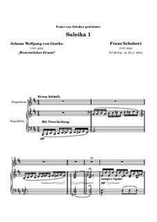 Suleika I, D.720 Op.14 No.1: Für hohe Stimme und Klavier by Franz Schubert
