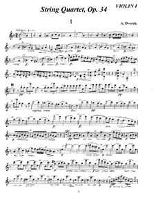 Streichquartett Nr.9 in d-Moll, B.75 Op.34: Stimmen by Antonín Dvořák