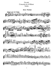 Konzert für Violine und Orchester in a-Moll, B.108 Op.53: Solostimme by Antonín Dvořák
