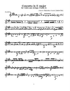 Konzert für Violine, Streicher und Basso Continuo Nr.2 in E-Dur, BWV 1042: Violinstimme II by Johann Sebastian Bach