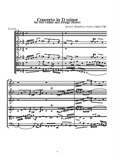 Doppelkonzert für zwei Violinen, Streicher und Basso Continuo in d-Moll, BWV 1043: Vollpartitur by Johann Sebastian Bach