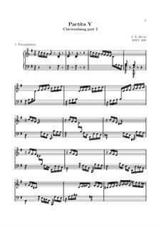 Partita für Tasteninstrument Nr.5 in G-Dur, BWV 829: Für einen Interpreten by Johann Sebastian Bach