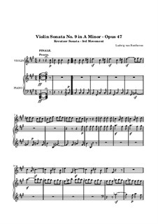 Sonate für Violine und Klavier Nr.9 'Kreutzer', Op.47: Teil III by Ludwig van Beethoven