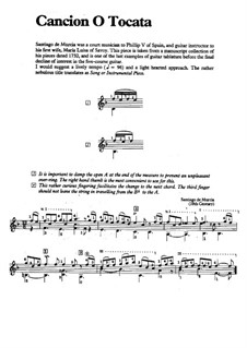 Canción o tocata: Für Gitarre by Santiago de Murcia