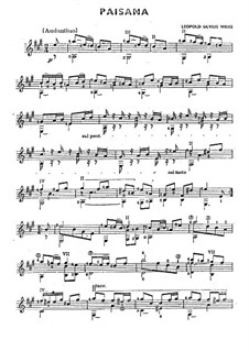 Paisana: Für Gitarre by Silvius Leopold Weiss
