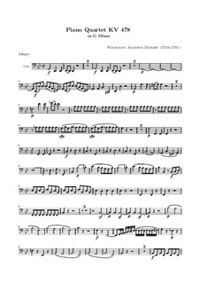 Quartett für Klavier und Streicher Nr.1 in g-Moll, K.478: Cellostimme by Wolfgang Amadeus Mozart