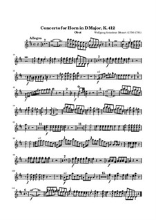 Konzert für Horn und Orchester Nr.1 in D-Dur, K.412: Oboenstimme by Wolfgang Amadeus Mozart