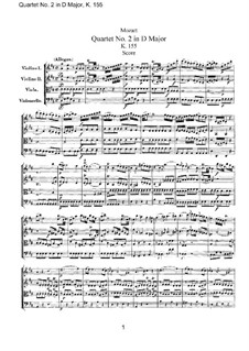 Streichquartett Nr.2 in D-Dur, K.155: Partitur by Wolfgang Amadeus Mozart