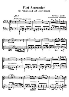 Fünf Serenaden für Flöte (oder Violine) und Giterre (oder Laute): Fünf Serenaden für Flöte (oder Violine) und Giterre (oder Laute) by Ferdinando Carulli