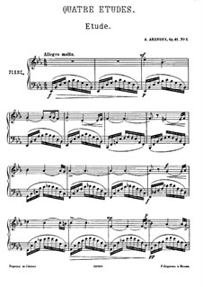 Vier Etüden, Op.41: Vollsammlung by Anton Arenski