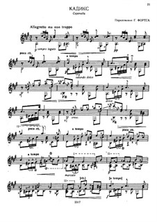 Nr.4 Cádiz: Für Gitarre by Isaac Albéniz