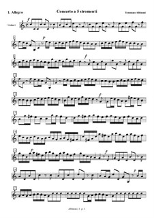 Konzert für Streicher in C-Dur: Teil I (Allegro) – Violinstimme I by Tomaso Albinoni