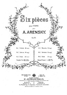 Sechs Stücke, Op.53: Vollsammlung by Anton Arenski