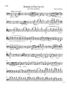 Sonate für Cello und Klavier Nr.1 in e-Moll, Op.38: Teil I – Cellostimme by Johannes Brahms