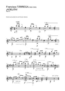 Adelita: Für Gitarre (Noten von hohem Qualität) by Francisco Tárrega