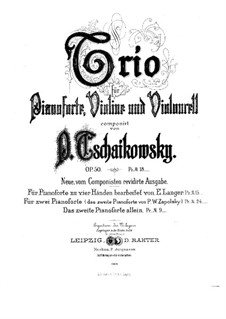 Klaviertrio in a-Moll 'À la mémoire d'un grand artiste', TH 117 Op.50: Bearbeitung für zwei Klaviere, vierhändig – Klavierstimme II by Pjotr Tschaikowski
