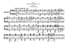 Suite Nr.1, Op.46: Bearbeitung für Klavier, vierhändig by Edvard Grieg