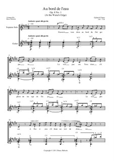 Drei Lieder, Op.8: No.1 Au bord de l'eau (At the Water's Edge) for soprano and guitar by Gabriel Fauré