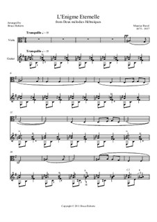 Zwei hebräischen Melodien: No.2 L'Enigme Eternelle, for viola and guitar by Maurice Ravel