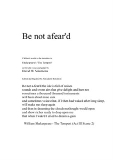 Be not afear'd: Für Alt und Gitarre by David W Solomons