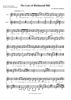 Sweet Lass of Richmond Hill: Arranged for alto and guitar by James Hook