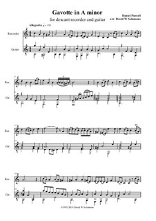 Gavotte in A Minor: For recorder and guitar by Daniel Purcell