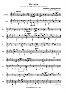 Gavotte in A Major: For recorder and guitar by Christoph Willibald Gluck