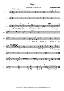 Venus for recorder, alto voice and guitar: Venus for recorder, alto voice and guitar by David W Solomons